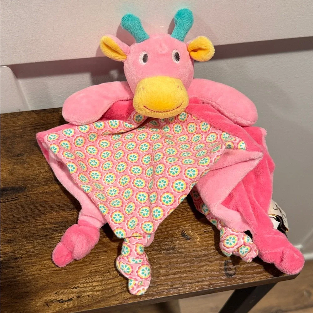 Maison Chic Baby Security Blanket Pink Giraffe Soft Lovey knots